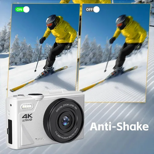 Vista 6 de Cámara digital 4K 64MP UHD 18X Zoom Autofoco Retro Cámara compacta para viajes, cámara de vlogging de pantalla abatible con pantalla de 3 pulgadas