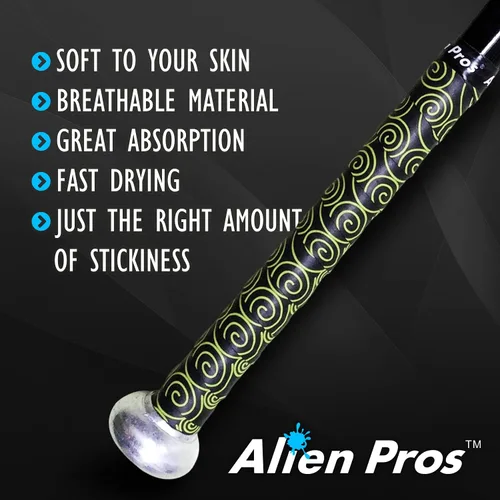 Vista 4 de ALIEN PROS Cinta de agarre de bate para béisbol de 0.020 in (paquete de 2) – Cinta de bate precortada y de calidad profesional – Envuelve tu bate