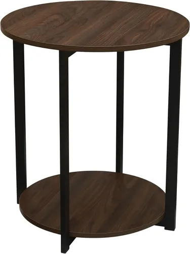 Vista 14 de Household Essentials Mesa auxiliar de madera con estante de almacenamiento Ashwood