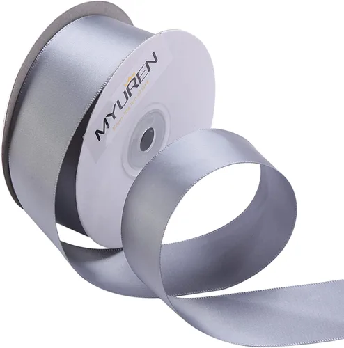 Vista 25 de Cinta de satén de poliéster blanco de doble cara de 1-1/2 pulgadas de ancho para manualidades, boda, envoltura de regalos, fabricación de lazos
