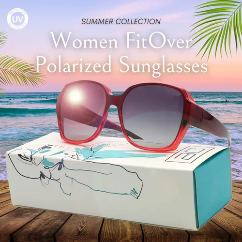 Vista 2 de BLUE CUT Gafas de sol polarizadas para mujer, con estilo protector solar con clip sobre gafas graduadas