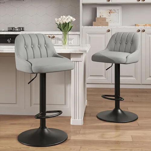 Vista 10 de MALOL Bar Stools Set of 1, Swivel Bar Chairs, Modern Adjustable PU Leather Upholstered Barstools Counter Height with Tufted Back for Bar, Kitchen