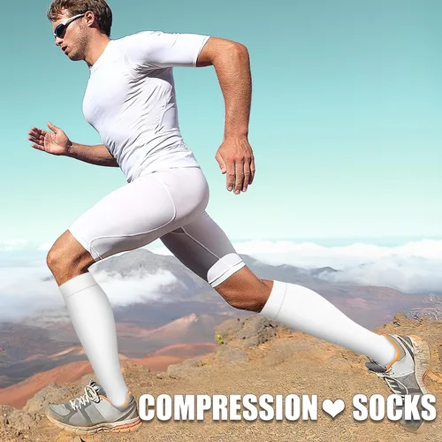 Vista 89 de Paquete de 3 pares de calcetines de compresión médica para mejorar la circulación de mujeres y hombres, para correr, hacer deporte y amamantar