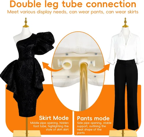 Vista 5 de Maniquí femenino forma cuerpo torso con soporte, maniquí de costura de altura ajustable para exhibición de ropa, base de metal, para sastres