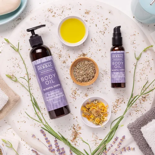 Vista 4 de Ora's Amazing Herbal Aceite corporal hidratante para mujeres y hombres, aceite de baño y cuerpo de lavanda para piel seca, aceite de masaje