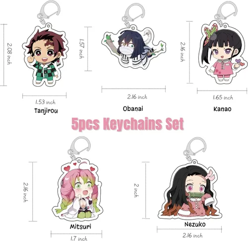 Vista 2 de LAVVICHA Llavero colgante de figura de personaje de anime, 5 piezas