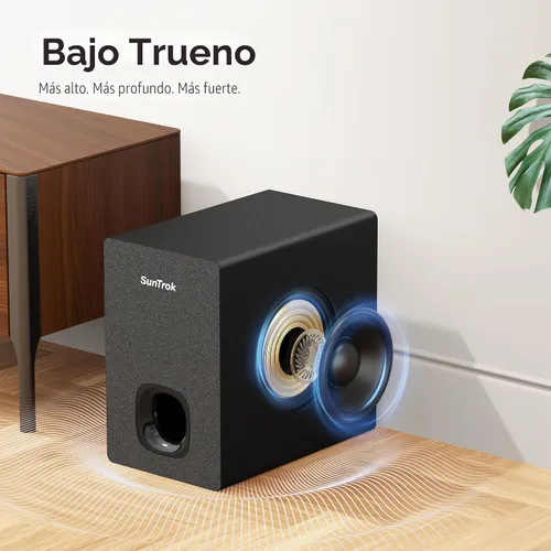 Vista 4 de Barra de sonido con subwoofer para TV, sistema de altavoces Bluetooth 5.3 con 2 micrófonos inalámbricos de karaoke, audio de sonido envolvente