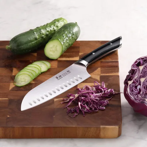 Vista 5 de Cangshan HELENA Serie Acero Alemán Forjado 7" Cuchillo Santoku (negro)