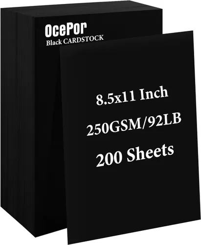 Vista 10 de OcePor 100 hojas de cartulina negra de 8.5 x 11 pulgadas, cartulina negra de 92 libras/250gsm, papel grueso de cartulina, papel pesado de cartulina