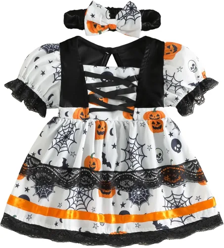 Vista 13 de Disfraz de Halloween para bebé recién nacida, manga abombada, murciélago Black