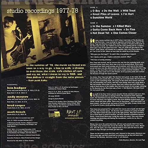 Vista 2 de In The Summer Studio Recordings 1977-78 by Scenics