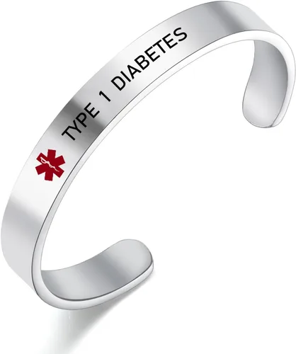 Vista 18 de LoEnMe Jewelry Pulseras de alerta médica personalizadas para hombres y mujeres, personalizable, grabado gratuito, acero inoxidable, pulsera