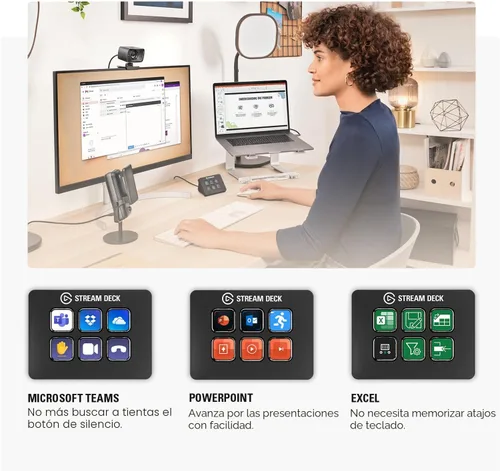 Vista 3 de Elgato Stream Deck Mini: controla Zoom, Teams, PowerPoint, MS Office y más, aumenta la productividad con integración perfecta para aplicaciones
