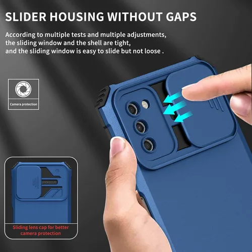 Vista 3 de Asuwish Funda de teléfono para Samsung Galaxy A03s versión de EE. UU. 5G 2022 con protector de pantalla y cubierta deslizante para cámara