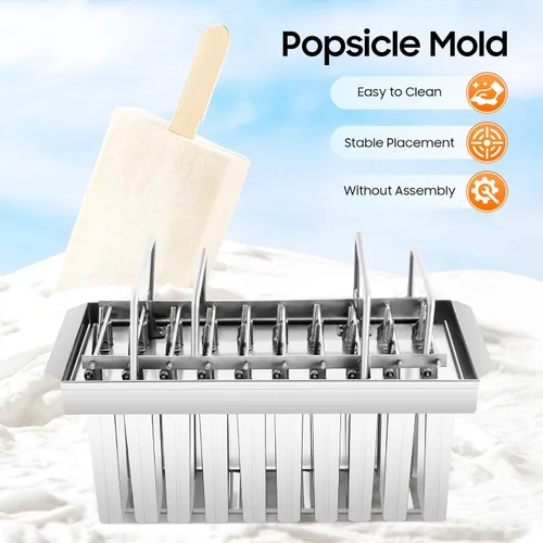 Vista 5 de 20 moldes de helado caseros, moldes comerciales de acero inoxidable, capacidad de 0.25 libras, moldes para hacer bricolaje de fácil liberación