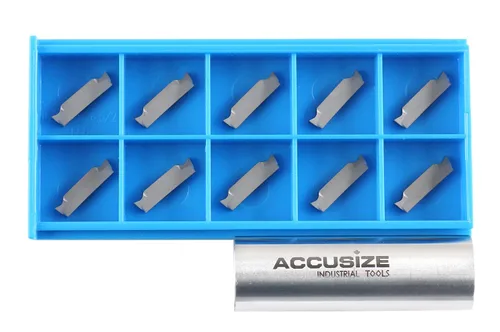 Vista 2 de Insertos de carburo Accusize, MGGN200-LH, corte de aluminio, 2403-4023x10 Inserto de corte de doble extremo, 10 unids/caja, para MGEHR04-2