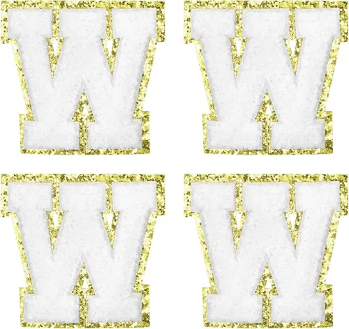 Vista 22 de MECCANIXITY 4 parches de letras de felpilla termo-adhesivas con letras del alfabeto blanco, S de 3 pulgadas de altura para ropa, zapatos, sombreros