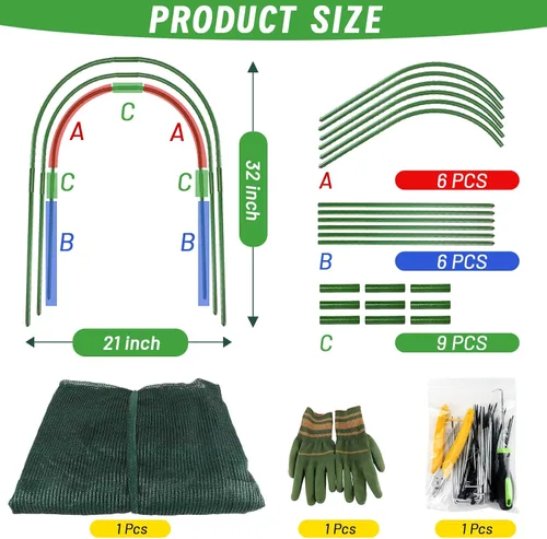 Vista 3 de Correderas para pollos para el jardín, túneles plegables extra largos de 79" y 157" para el exterior, kit todo en uno con red de protección solar
