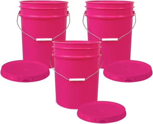 Vista 16 de Cubo de 5 Galones con Tapa Hermética Fabricado en EE. UU. Grado Alimenticio Plástico Premium HPDE Resistente Cubo Multiusos Duradero de 90