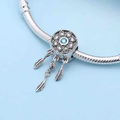 Vista 4 de SOUKISS Colgante de plata de ley 925 con diseño de atrapasueños, para pulsera europea, collar