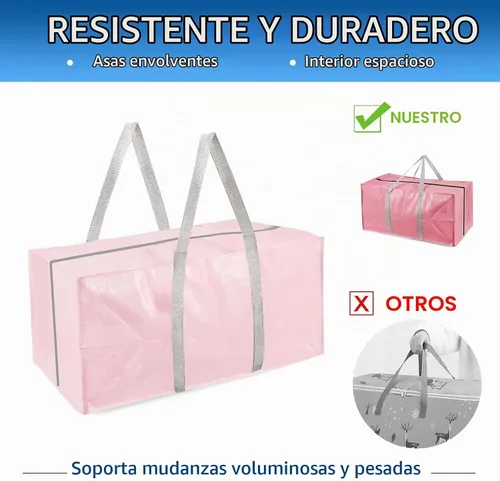 Vista 2 de Bolsas de mudanza extra grandes resistentes con asas extra largas, incluye correas de mochila, fácil almacenamiento para ahorrar espacio