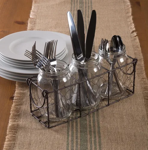 Vista 7 de DII Colección Chicken Wire Farmhouse Vintage, Caddy con jarrones, bronce rústico