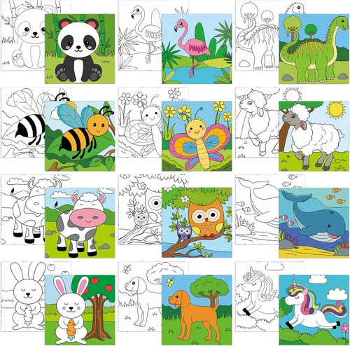 Vista 26 de Sherr 12 lienzos predibujados preimpresos para adultos, para sorber y pintar, lienzos de fiesta, kit de pintura para verano, Pascua, Día de la Madre