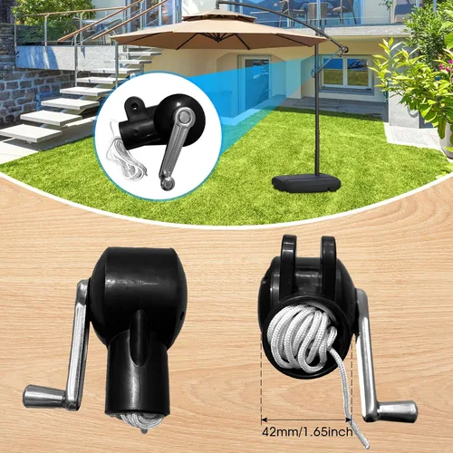 Vista 2 de Accesorios para sombrilla de patio, piezas de repuesto de paraguas para exteriores, piezas de soporte resistente, repuesto para patio Manivela