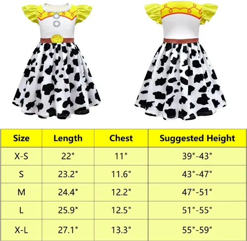 Vista 4 de Garperkids Jessiee - Disfraz para niñas, vestido de vaquera con manga aleteada, vestido casual de verano, vestido de fiesta, trajes para niños