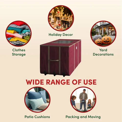 Vista 6 de Bolsa de almacenamiento enrollable para árbol de Navidad - Bolsas de almacenamiento resistentes para árboles artificiales de 3.7 m, decoración