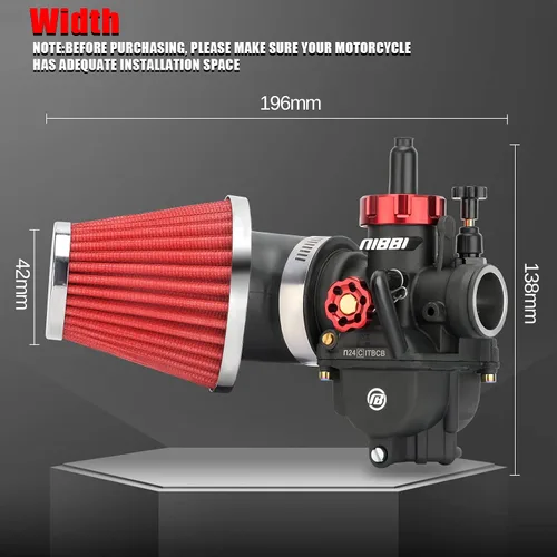 Vista 5 de NIBBI Carburador PE24 con kit de filtros de aire de 48mm, mejora el rendimiento de motocicletas de cross, compatible con 125cc-150cc para Apollo