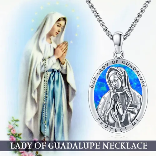 Vista 6 de Collar unisex con colgante de San MiguelSan CristóbalSan SebastiánÁngel GuradianoNuestra Señora de Guadalupe para hombres y mujeres, collar