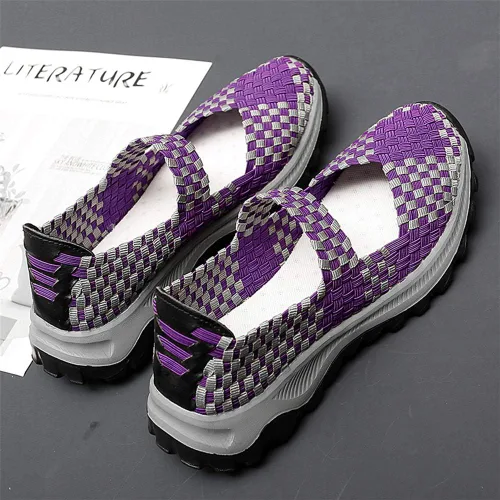 Vista 3 de GOSPT Zapatos deportivos para caminar Mary Jane con tejido elástico para mujer