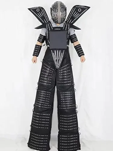 Vista 7 de Earthradius Ropa de disfraz de robot LED para caminar, chaqueta luminosa, traje de robot, accesorios de DJ para hombres