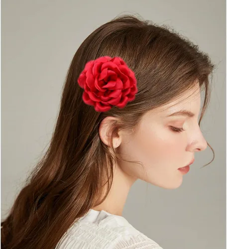 Vista 4 de Delicados broches de flores de peonía, delicados broches de gasa con rosas clásicas para bodas, fiestas, banquetes de baile para mujeres, elegantes