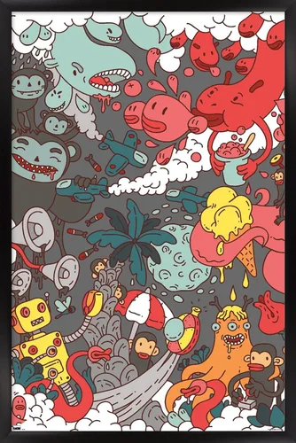 Vista 8 de Trends International Party Pooper - Póster de pared, 22.4 pulgadas de largo x 14.7 pulgadas, versión enmarcada en madera de granero Versión