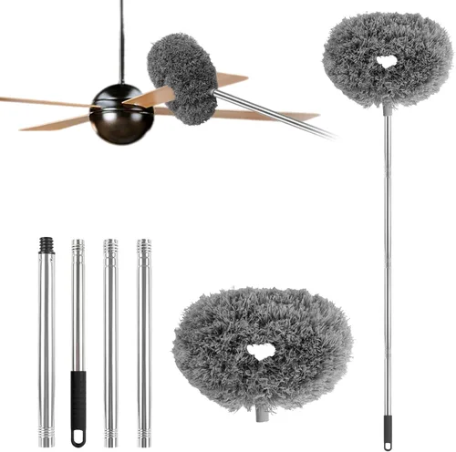 Vista 17 de Limpiador de Ventilador de Techo Plumero Reutilizable de Microfibra Limpiador de Aspas de Ventilador de Techo Plumero Extraíble con Poste
