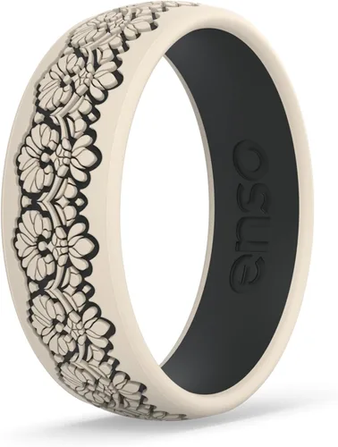 Vista 15 de Enso Rings Signature Etched Collection - Anillos clásicos de silicona grabados - Diseño cómodo y flexible - Fabricado en Estados Unidos