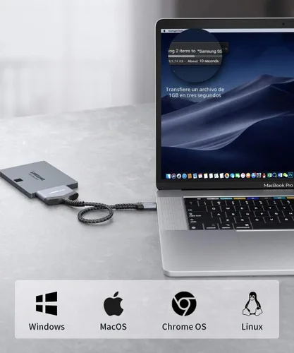 Vista 4 de JSAUX Cable SATA a USB C, Adaptador de Disco Duro de USB C 3.1 a SATA III de 2.5" con Carcasa de Aluminio, Convertidor Externo Compatible con Gris1