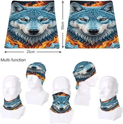 Vista 8 de Wolf Neck Gaiter Breathable & Moisture-Wicking Face Mask Bandana Balaclava Sun Protection Face Cover Scarf Lightweight Seamless Design for Outdoor