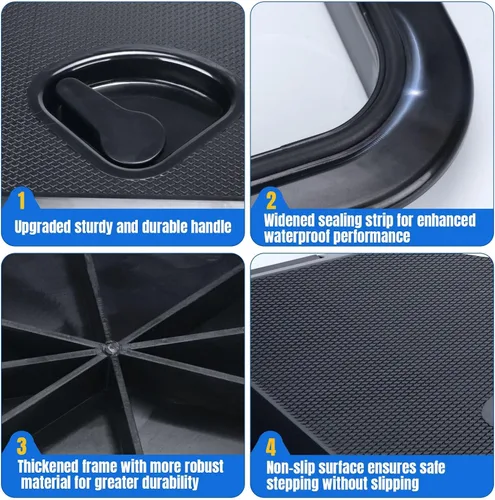 Vista 3 de smartmarine 24"x14" Marine Boat Deck Hatch Cover,Boat Access Hatch & Lid, 2pcs Hatch Handles Lock.Black/White