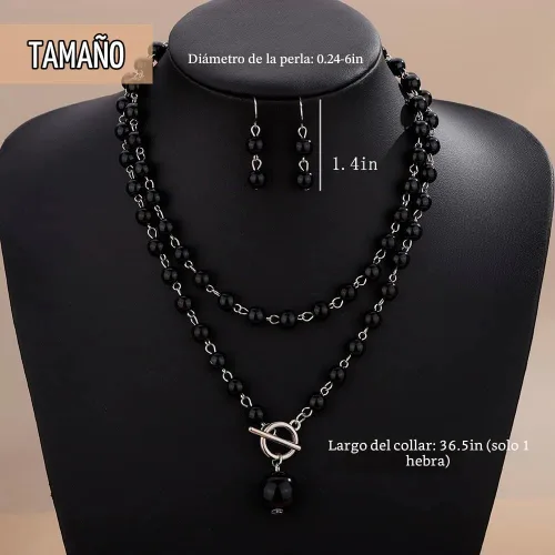 Vista 3 de Aimimier Delicado collar de perlas de imitación con cierre de palanca OT con aretes, cadena de oro, accesorios de joyería de perlas de los años 20