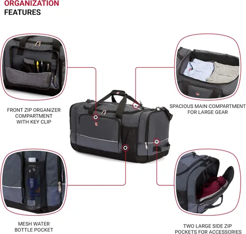 Vista 3 de Bolsa de lona SwissGear Apex para viajes y gimnasio con sistema de cordón elástico