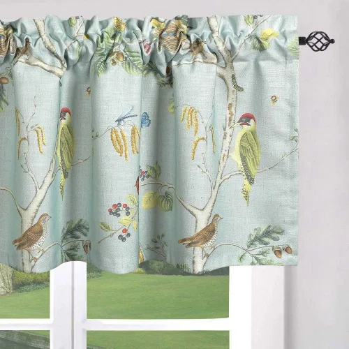 Vista 38 de Leeva Cortinas rústicas de cocina con estampado floral verde mezclado de lino para media ventana, para comedor, bolsillo para barra, cafetería