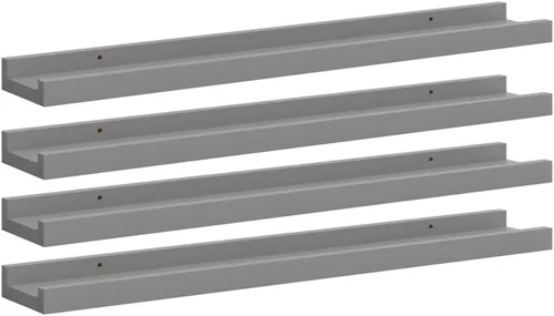 Vista 38 de Black Floating Shelves Set of 4, Wall Mounted MDF Shelves with Matte Finish for Living Room, Bedroom Decor Display
