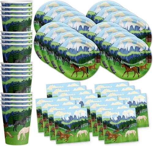Vista 21 de Noah's Ark - Juego de suministros para fiesta de cumpleaños, platos, servilletas, vasos, vajilla para 16