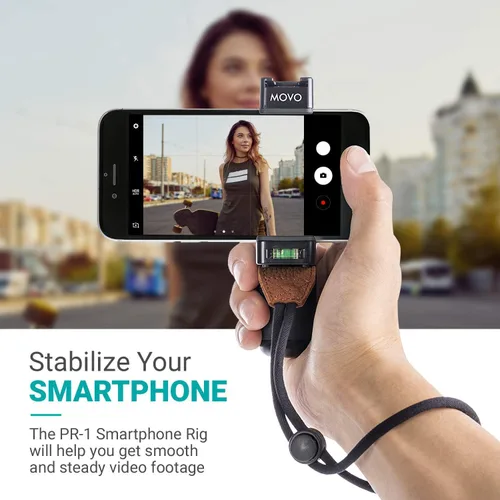 Vista 4 de Movo Soporte de video para teléfono inteligente con micrófono de escopeta, mango de agarre, correa de muñeca para iPhone 5, 5C, 5S, 6, 6S, 7, 8, X