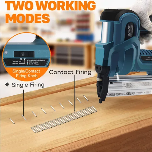 Vista 5 de Brad Nailer - Pistola de clavos eléctrica de calibre 18, clavadora de clavos 2 en 1 con 800 clavos y grapas, pistola de clavos con 2 baterías de 2.0