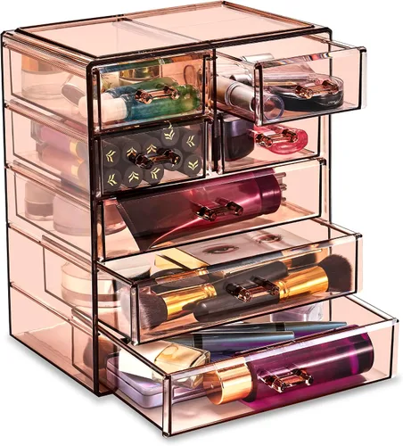 Vista 18 de Sorbus Cosmetics - Cosmetiquero grande para maquillaje y joyas; elegante para colocar sobre el tocador o en el baño