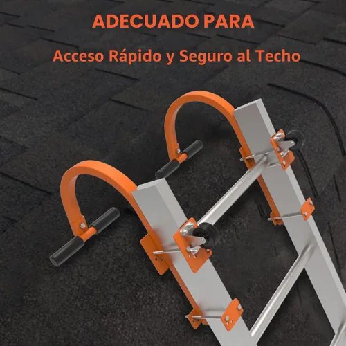 Vista 5 de Ganchos de escalera de techo, estabilizador de escalera de extensión de acero resistente para techo, gancho de techo de escalera con escalera